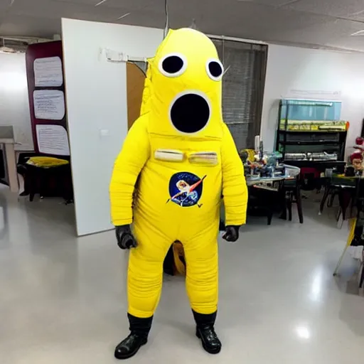 Image similar to a banana wearing an astronaut suit