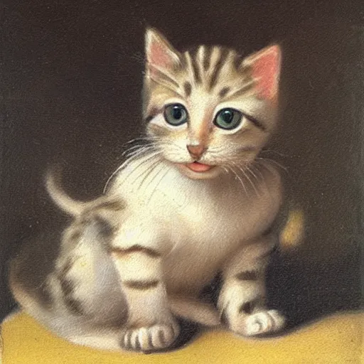 Image similar to original oil painting of a kitten by alessandro allori