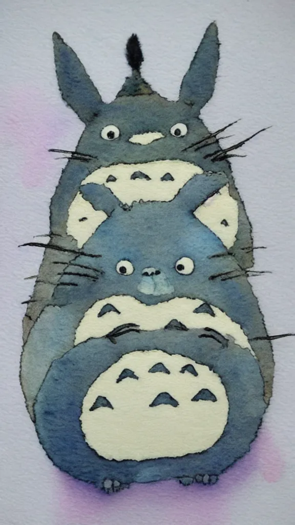 Image similar to totoro, style watercolor and dry felting