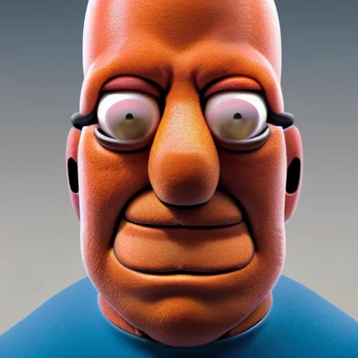 Prompt: centered portrait of a slight happy robotic 3D Homer Simpson, hyperdetailed, digital painting, trending on Artstation, cel-shading style, CG society, hyperdetailed, digital painting, hypermaximalist, golden ratio, volumetric, octane render, weta digital, micro details, 3d sculpture