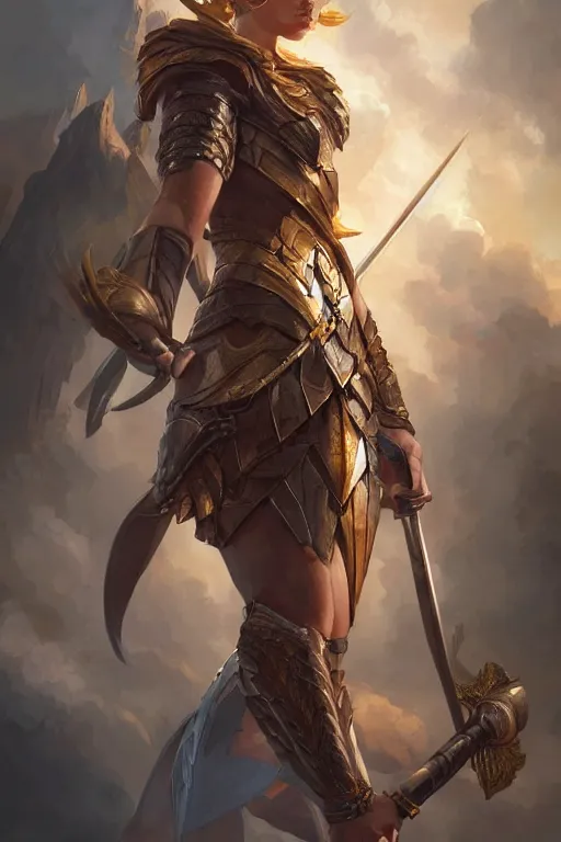 Image similar to amazon valkyrie athena, d & d, fantasy, portrait, highly detailed, headshot, digital painting, trending on artstation, concept art, sharp focus, illustration, art by artgerm and greg rutkowski and magali villeneuve