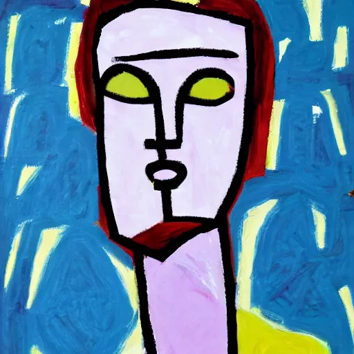 Image similar to giga chad portrait, expressionism