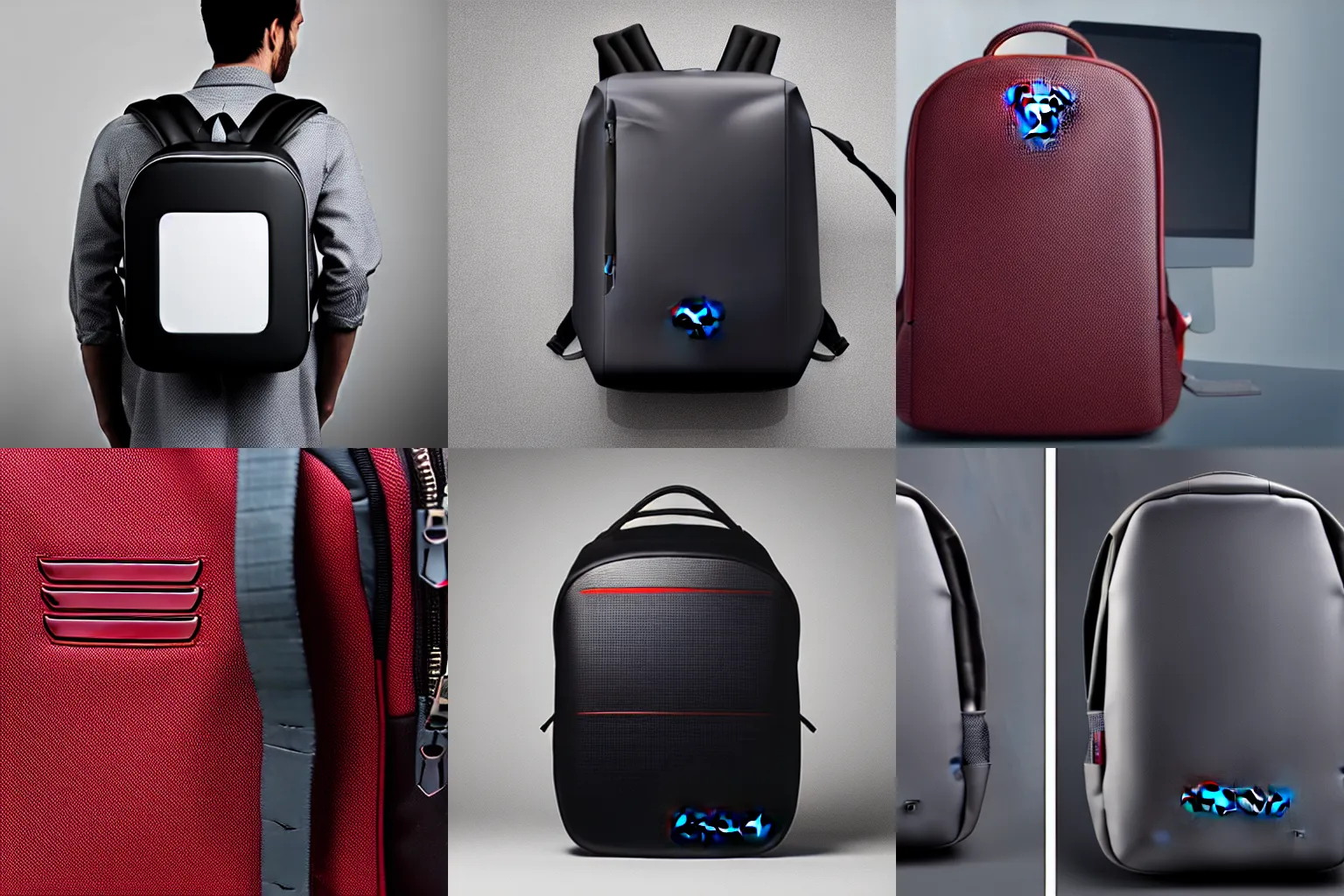 Prompt: backpack designed by Tesla, product photography