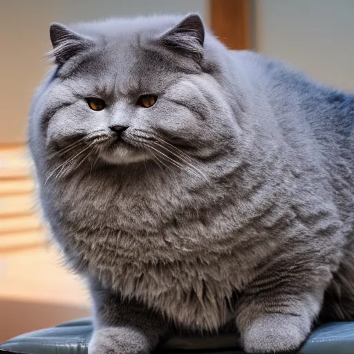 Image similar to a photo of a fluffy roadster whose body is made of a fluffy British Shorthair, cool, realistic, 4k, hd, highly detailed