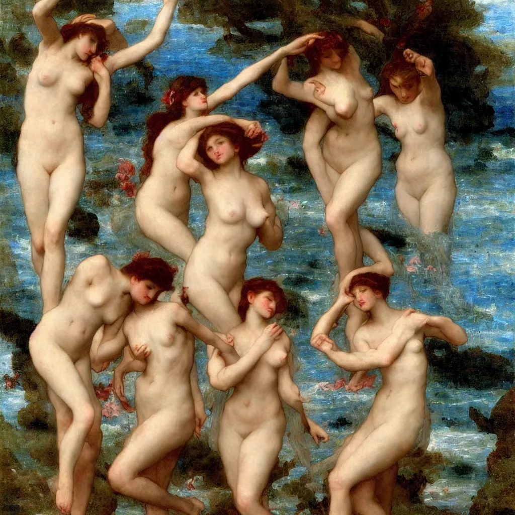 Image similar to sea nymphs painted by beauguereau