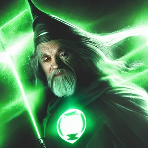 Image similar to gandalf green lantern, dslr photo