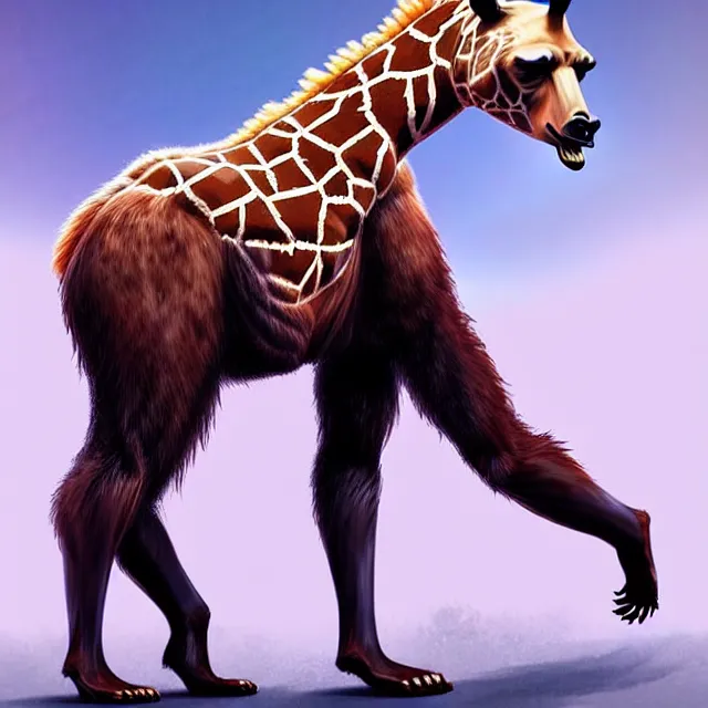 Prompt: epic professional digital art of bear-giraffe hybrid, full body view, best on artstation, cgsociety, wlop, Behance, pixiv, cosmic, epic, stunning, gorgeous, much detail, much wow, masterpiece