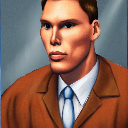 Image similar to jerma 9 8 5, still image of jerma 9 8 5 on trial, courtroom photo, courtroom interior background, detailed face