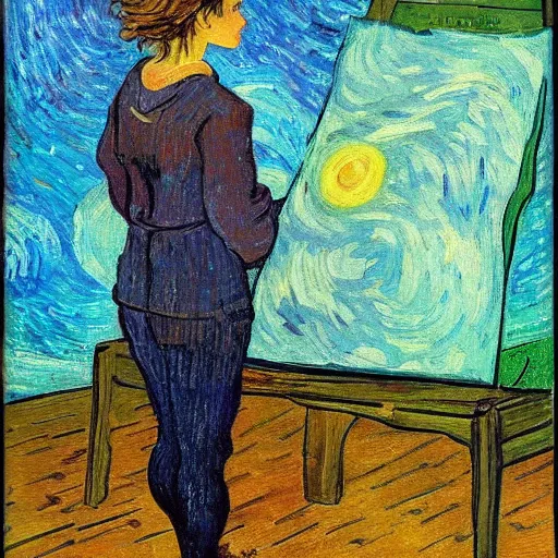 Prompt: a dream girl named Nyuta, van gogh painting