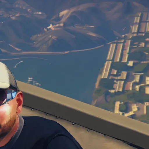 Prompt: high quality ingame screenshot of elon musk in front of Rio de Janeiro in GTA v, GTA v, screenshot GTA v