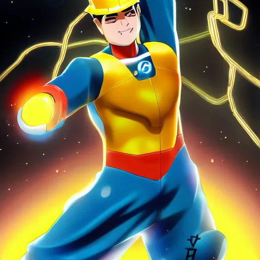 Image similar to portrait of elec man as an electrician, anime fantasy illustration by tomoyuki yamasaki, kyoto studio, madhouse, ufotable, trending on artstation