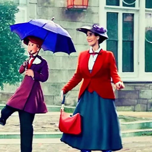 Prompt: a still of from the movie mary poppins crossover with the game pokemon snap