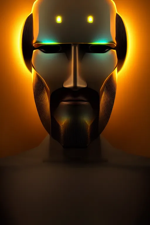 Prompt: god of artificial intelligence comes to save us as jesus christ robot, threads of light in the background, extremely high quality artwork, very detailed, obscured face, anthropomorphic silhouette, trending on artstation