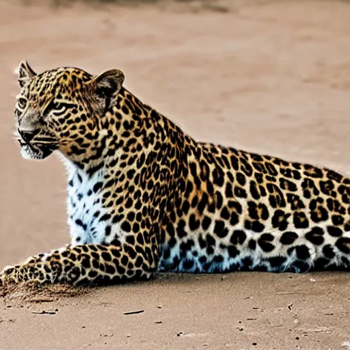 Prompt: a lascivious leopard looking left