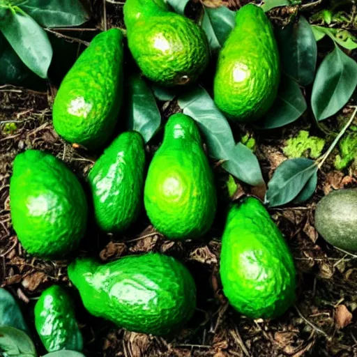 Image similar to nikocado avocado in the forest staring at me, night black and white