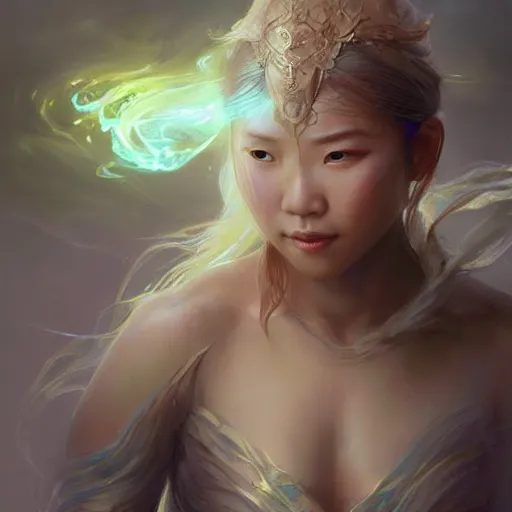 Prompt: asian female water elemental, lifelike, portrait, highly detailed, digital painting, artstation, concept art, sharp focus, illustration, cinematic lighting, art by artgerm and greg rutkowski and alphonse mucha 9 9 9 9