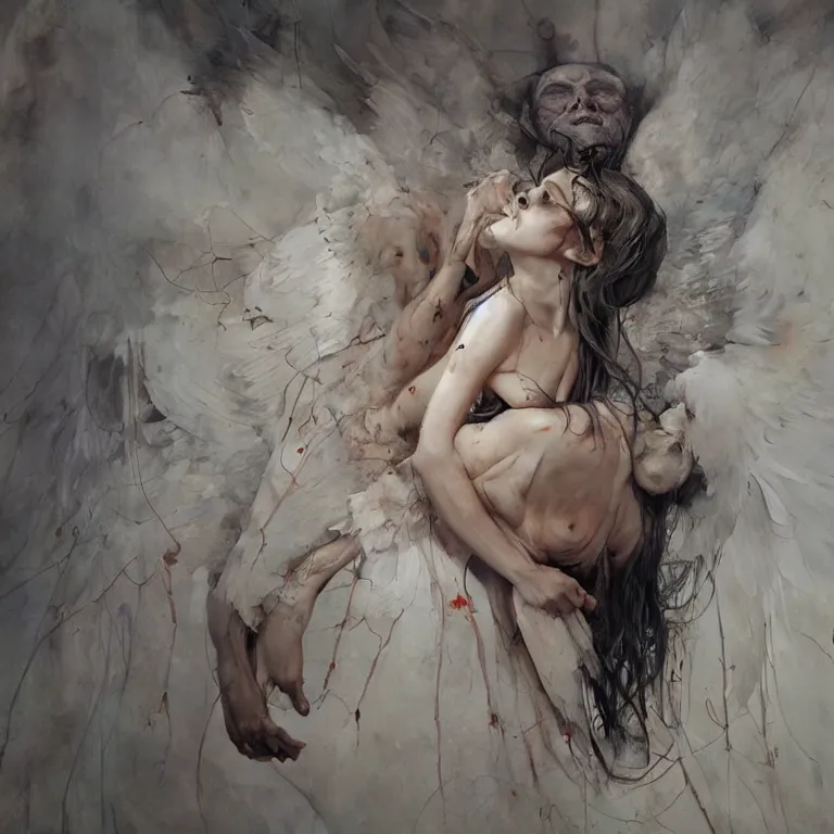 Prompt: angel, 3 d render, esao andrews, jenny saville, surrealism, dark art by james jean, greg rutkowski