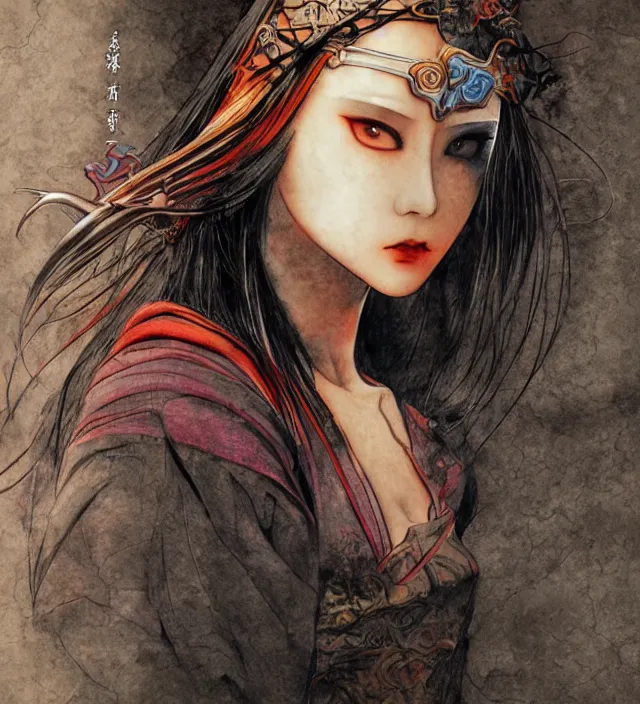 Prompt: davinci taoist wuxia immortal vibrant color brush ink pencil 3 d rendering of a beautiful deity girl epic photorealistic portrait in alex ross frank miller escher miyazaki toriyama ishikawa ken disney pinup technoir cyberpunk style detailed trending award winning