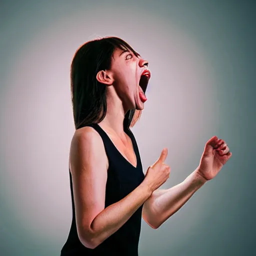 Image similar to shouting woman photo dramtic lighting