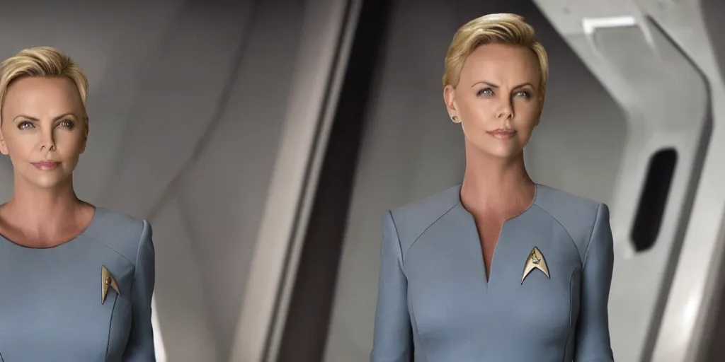 Image similar to Charlize Theron is the captain of the starship Enterprise in the new Star Trek movie