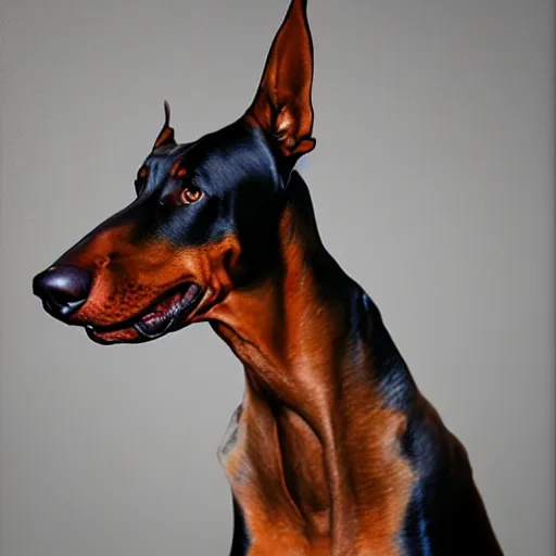 Prompt: michal karcz painting of a doberman. , detailed, elegant, intricate, 4k,