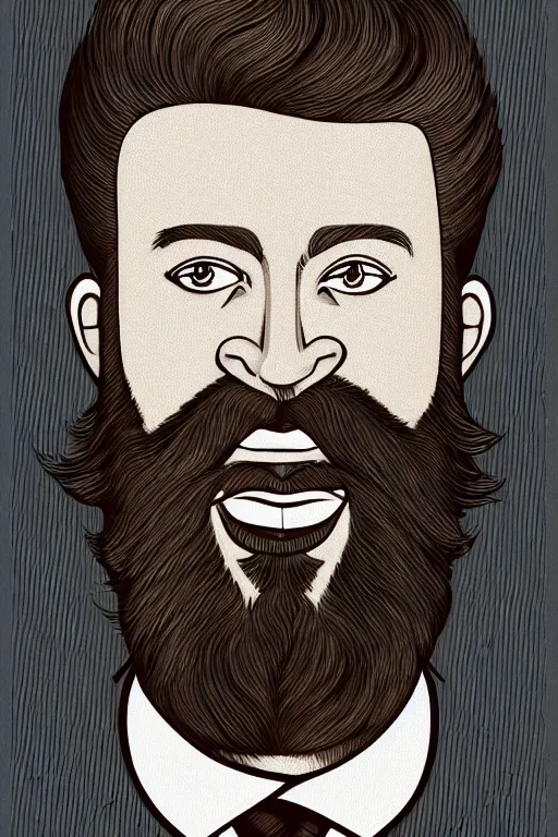 Prompt: an illustration of a portrait of a respectable dignified 3 0 ish pentecostal preacher with kind eyes and red beard and hair in the style of art - deco artwork art by kyle ferrin and loish!, digital art, highly detailed, intricate, sharp focus, trending on artstation hq, deviantart, 4 k uhd image