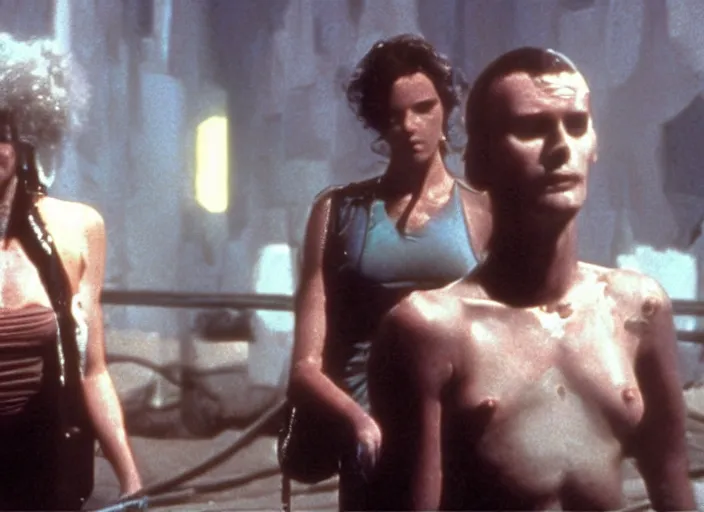 Image similar to scene from the flop 1 9 8 5 science fiction film neuromancer