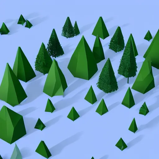 Prompt: a forest of 3d low poly trees