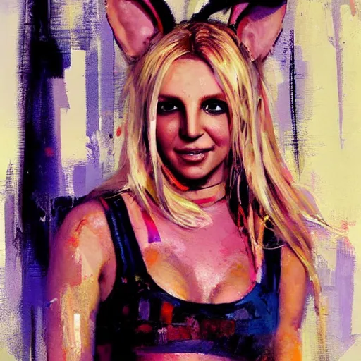 Image similar to britney spears and lola bunny morphed together, hybrid, jeremy mann painting