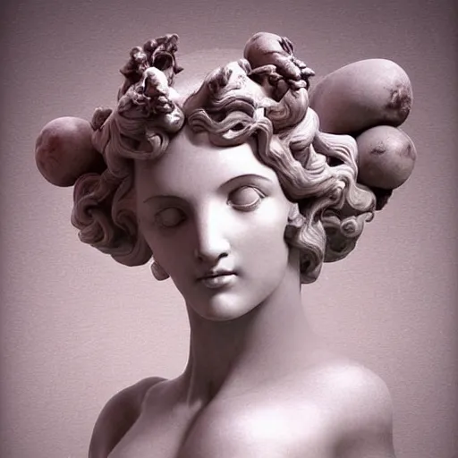 Image similar to sculpture of persephone, goddess of the underworld, made by michelangelo, art station, concept art