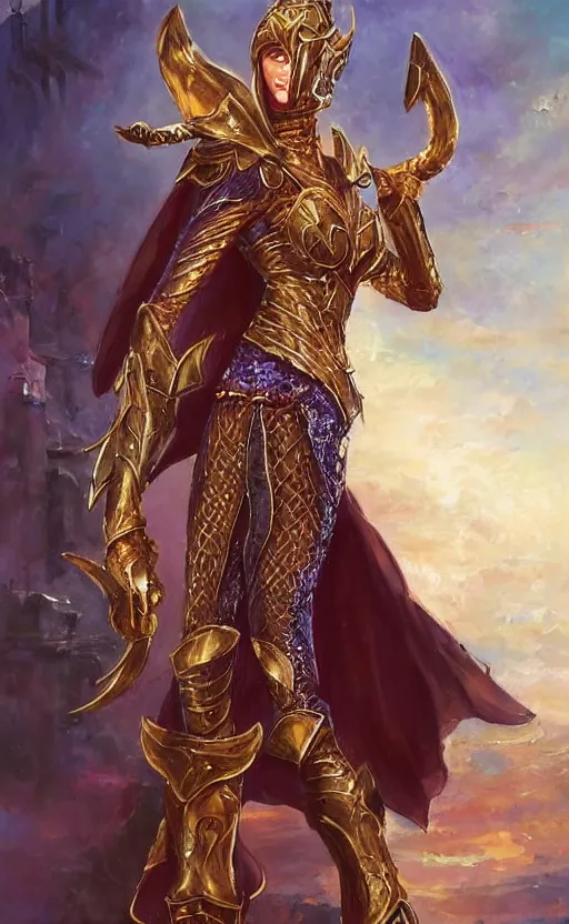 Image similar to Alchemy Elegant laidy in scorpion armor. By Konstantin Razumov, highly detailded