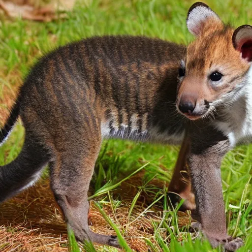 Image similar to baby Tasmanian tiger real photo in zoo
