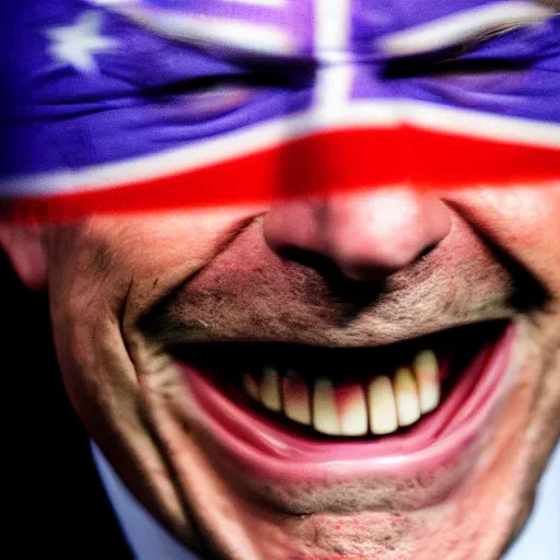 Image similar to nigel farage laughing holding burning eu flag, studio photograph, hd, studio