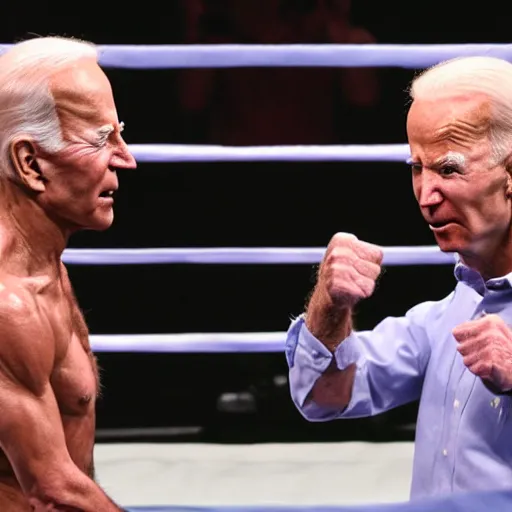 Prompt: the crypt keeper and Joe Biden face off in a boxing match, realistic