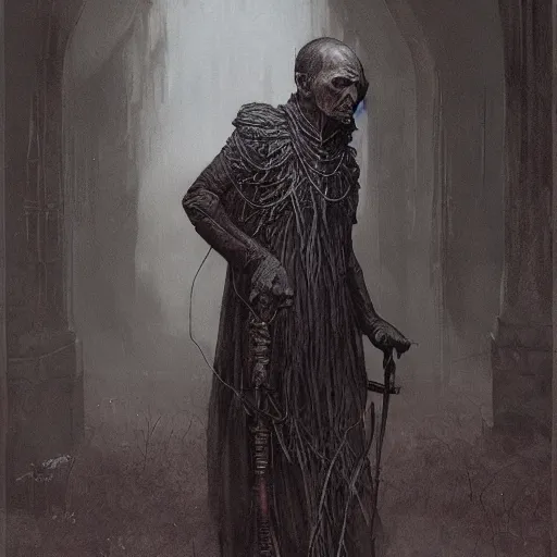 Prompt: vladimir putin wears gothic maid dress, dark fantasy, intricate, highly detailed, smooth, artstation, painted by wayne barlowe, greg rutkowski, zdislav beksinski, francis bacon