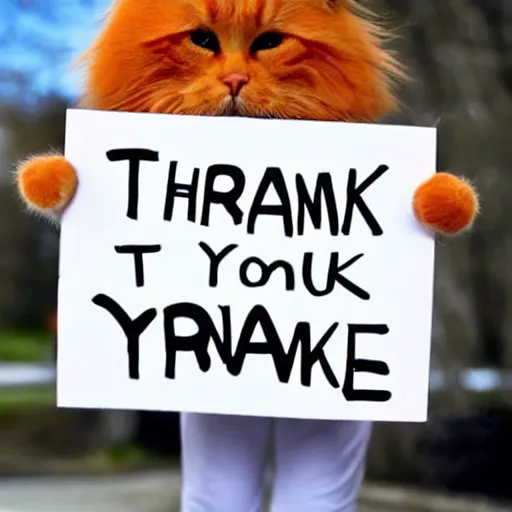 Image similar to cute orange tabby cat holding a sign that says