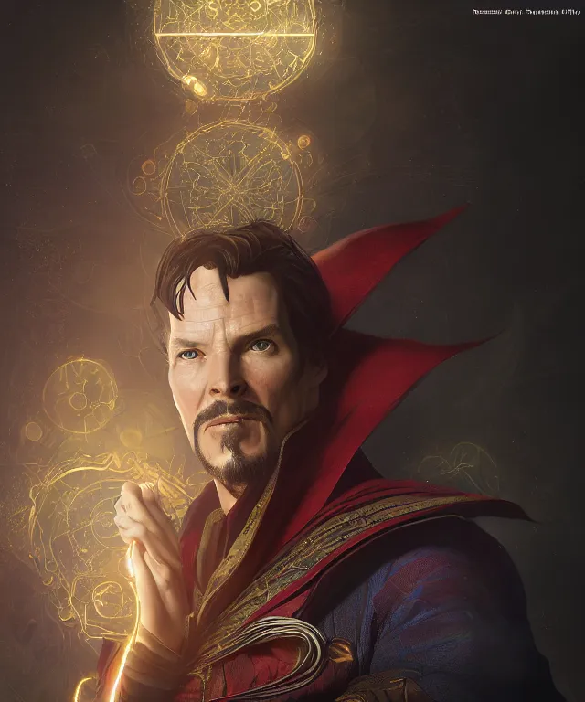 Image similar to doctor strange as a female, au naturel, hyper detailed, digital art, trending in artstation, cinematic lighting, studio quality, smooth render, unreal engine 5 rendered, octane rendered, art style by klimt and nixeu and ian sprigger and wlop and krenz cushart