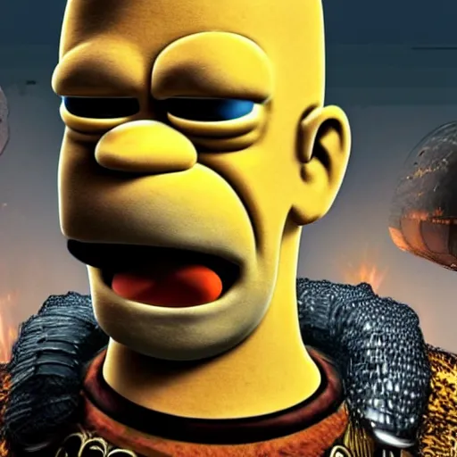 Prompt: homer simpson in darksouls 3