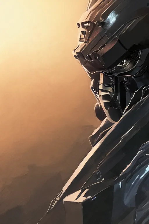 Image similar to cyber cyborg ninja mask helmet metal gear solid artic suit swat commando, global illumination ray tracing hdr fanart arstation by sung choi and eric pfeiffer and gabriel garza and casper konefal, a spectacular view cinematic rays of sunlight comic book illustration, by john kirby