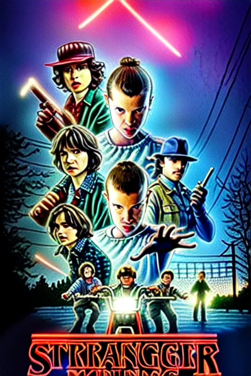 Image similar to Stranger Things Season 5 Poster, high resolution, all cast members, netfilx !n-9