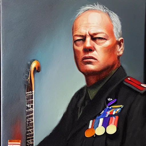 Image similar to “Oil painting of David Gilmour as a World War 1 general, 4k”