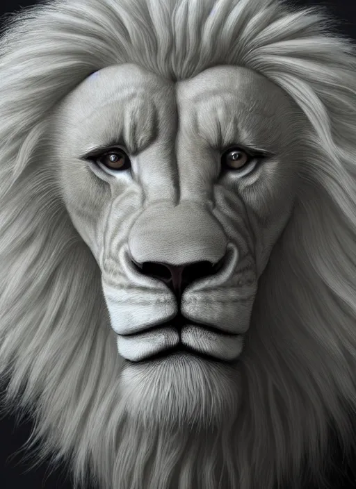 Image similar to an anthropomorphic beautiful male furry anthro albino lion portrait blowing bubbles wearing stripes robe, curly hair, fine art, award winning, intricate, elegant, sharp focus, octane render, hyperrealistic, cinematic lighting, highly detailed, digital painting, 8 k concept art, art by jamie hewlett and z. w. gu, masterpiece, trending on artstation, 8 k