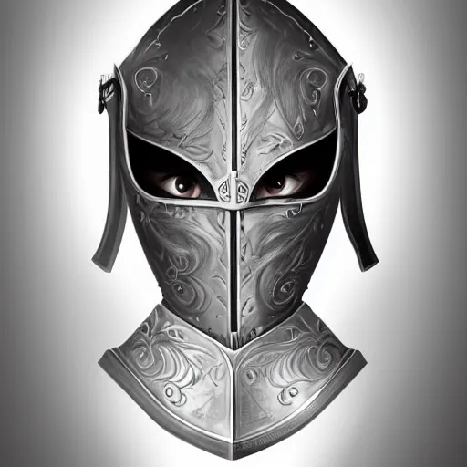 Image similar to portrait of a beautiful female knight with half faced mask, illustration, digital art, highly detailed