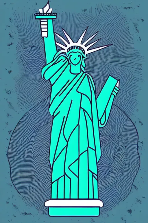 Image similar to minimalist boho style art of colorful statue of liberty, illustration, vector art