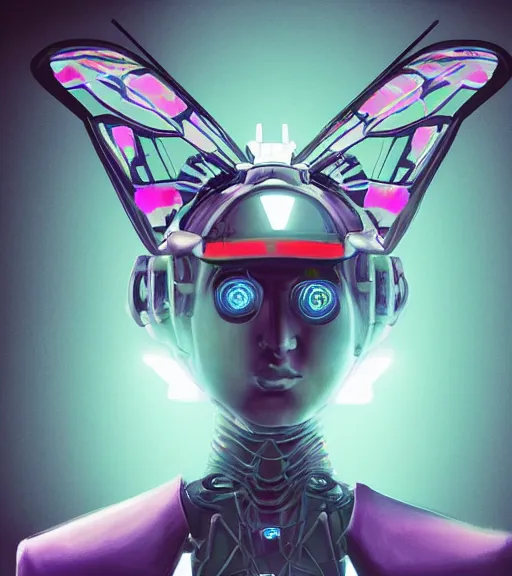Prompt: portrait of a cyberpunk butterfly robot, scifi concept art