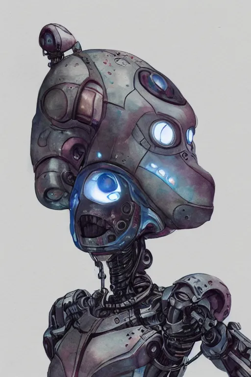 Image similar to watercolor painting of a robotic cyborg cybernetic rat!!, full - body portrait, sci - fi, futuristic, highly detailed, hd, concept art, trending on artstation