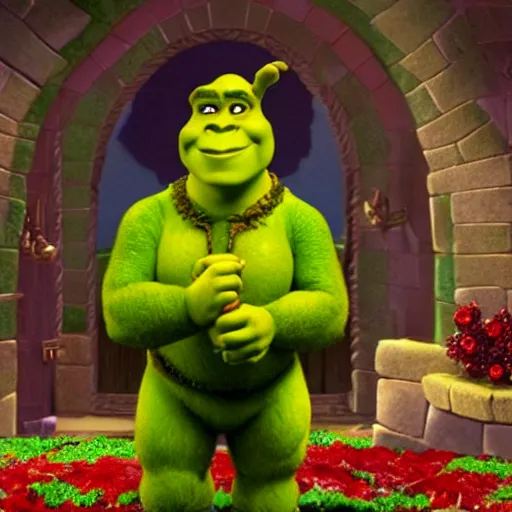 Image similar to shrek as seen in a claymation christmas special