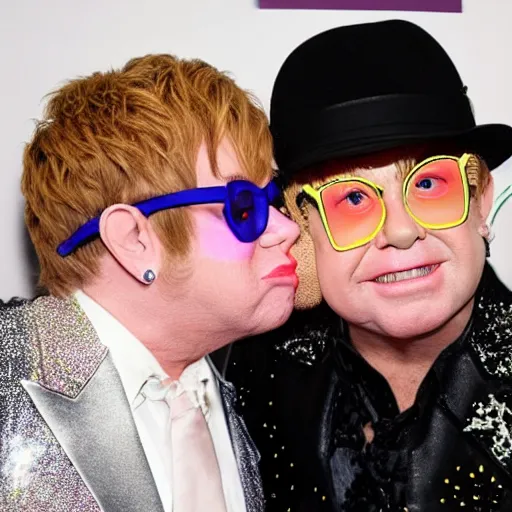 Image similar to gay puting kissing elton john