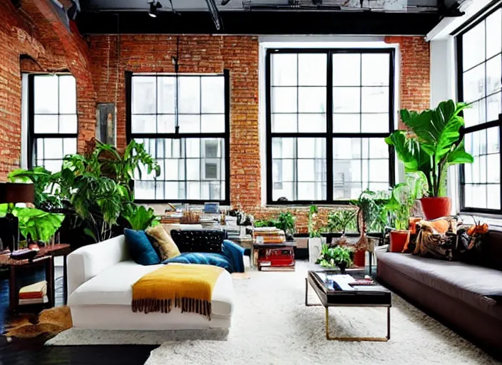 Image similar to ny loft designed by nate berkus with a view of the jungle