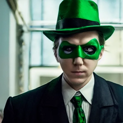 Image similar to film still of Paul Dano as Riddler in a new Batman movie